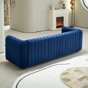 Hipick Modern Tufted Soft Velvet Round Arm Sofa for Living Room