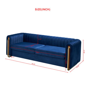 Hipick Modern Tufted Soft Velvet Round Arm Sofa for Living Room
