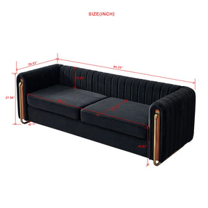 Hipick Modern Tufted Soft Velvet Round Arm Sofa for Living Room