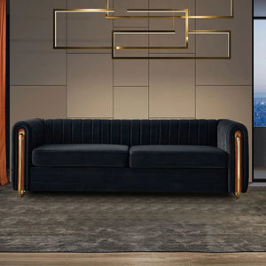 Hipick Modern Tufted Soft Velvet Round Arm Sofa for Living Room