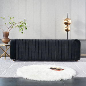 Hipick Modern Tufted Soft Velvet Round Arm Sofa for Living Room