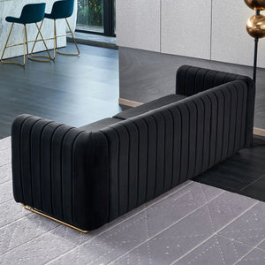 Hipick Modern Tufted Soft Velvet Round Arm Sofa for Living Room