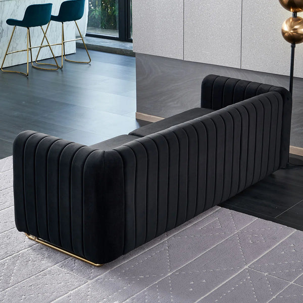 Hipick Modern Tufted Soft Velvet Round Arm Sofa for Living Room