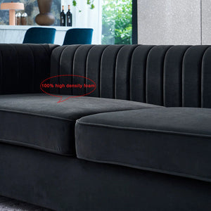 Hipick Modern Tufted Soft Velvet Round Arm Sofa for Living Room