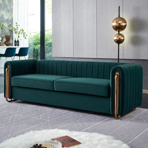 Hipick Modern Tufted Soft Velvet Round Arm Sofa for Living Room