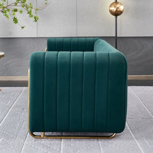 Hipick Modern Tufted Soft Velvet Round Arm Sofa for Living Room