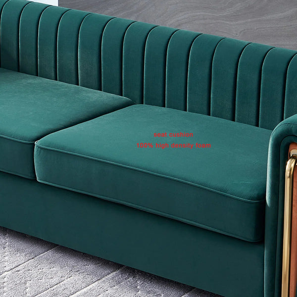 Hipick Modern Tufted Soft Velvet Round Arm Sofa for Living Room