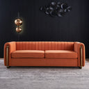 Hipick Modern Tufted Soft Velvet Round Arm Sofa for Living Room