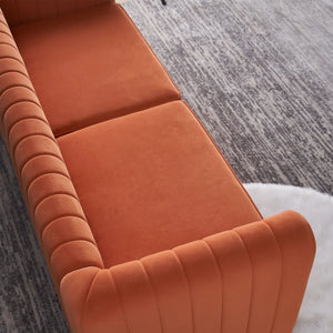 Hipick Modern Tufted Soft Velvet Round Arm Sofa for Living Room