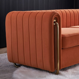 Hipick Modern Tufted Soft Velvet Round Arm Sofa for Living Room