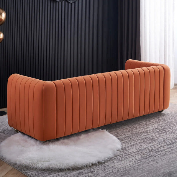 Hipick Modern Tufted Soft Velvet Round Arm Sofa for Living Room