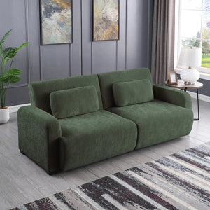 84.5" Convertible Sofa Bed, Upholstered Sleeper Sofa with Pillows for Living Room and Guest Room  Wooden Bazar