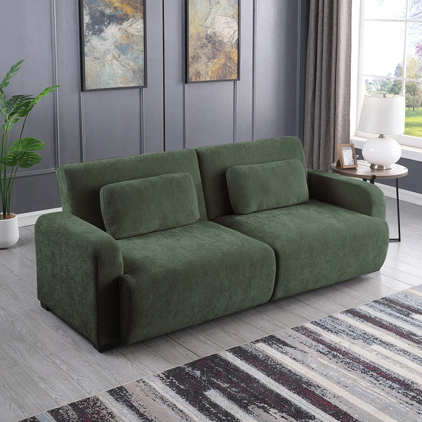 84.5" Convertible Sofa Bed, Upholstered Sleeper Sofa with Pillows for Living Room and Guest Room  Wooden Bazar