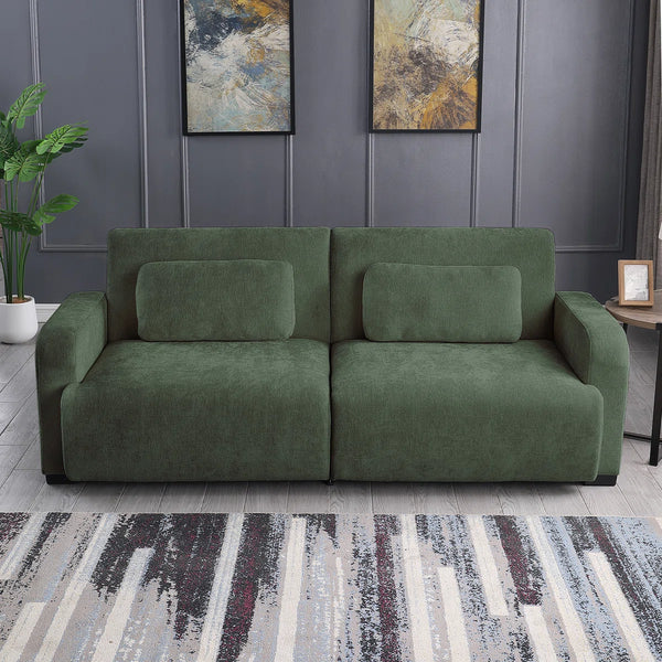 84.5" Convertible Sofa Bed, Upholstered Sleeper Sofa with Pillows for Living Room and Guest Room  Wooden Bazar