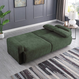 84.5" Convertible Sofa Bed, Upholstered Sleeper Sofa with Pillows for Living Room and Guest Room  Wooden Bazar