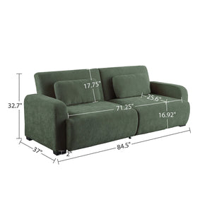 84.5" Convertible Sofa Bed, Upholstered Sleeper Sofa with Pillows for Living Room and Guest Room  Wooden Bazar