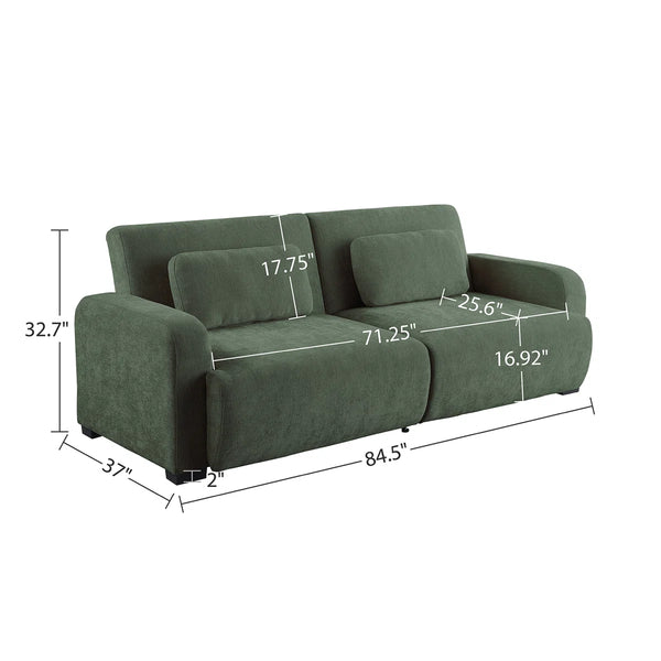 84.5" Convertible Sofa Bed, Upholstered Sleeper Sofa with Pillows for Living Room and Guest Room  Wooden Bazar