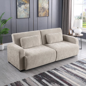 84.5" Convertible Sofa Bed, Upholstered Sleeper Sofa with Pillows for Living Room and Guest Room  Wooden Bazar