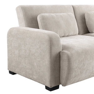 84.5" Convertible Sofa Bed, Upholstered Sleeper Sofa with Pillows for Living Room and Guest Room  Wooden Bazar
