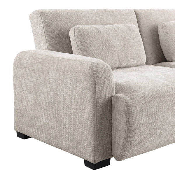 84.5" Convertible Sofa Bed, Upholstered Sleeper Sofa with Pillows for Living Room and Guest Room  Wooden Bazar