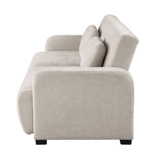 84.5" Convertible Sofa Bed, Upholstered Sleeper Sofa with Pillows for Living Room and Guest Room  Wooden Bazar