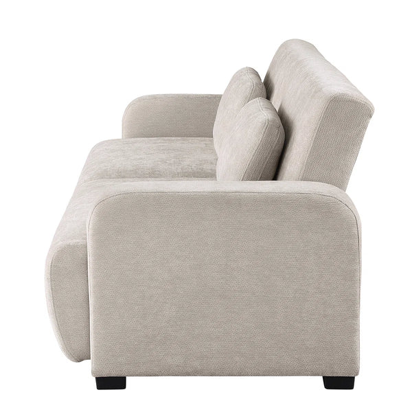 84.5" Convertible Sofa Bed, Upholstered Sleeper Sofa with Pillows for Living Room and Guest Room  Wooden Bazar
