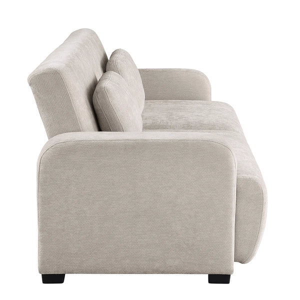 84.5" Convertible Sofa Bed, Upholstered Sleeper Sofa with Pillows for Living Room and Guest Room  Wooden Bazar