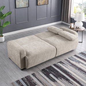 84.5" Convertible Sofa Bed, Upholstered Sleeper Sofa with Pillows for Living Room and Guest Room  Wooden Bazar
