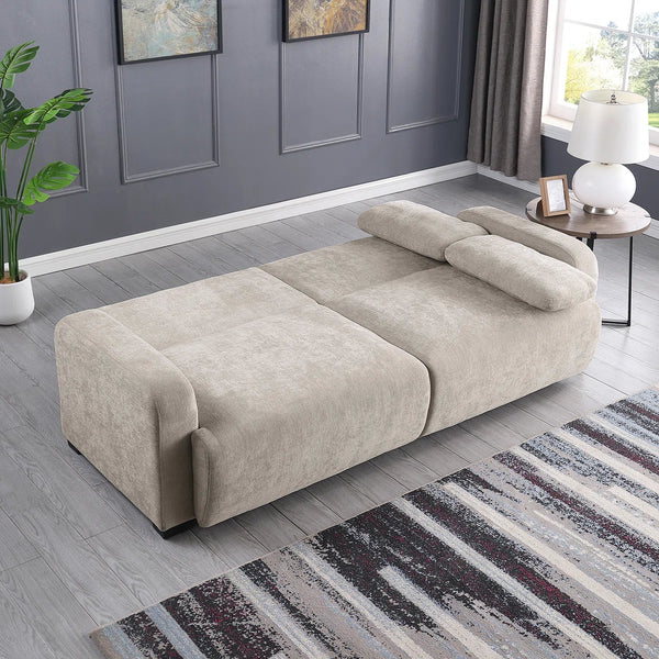 84.5" Convertible Sofa Bed, Upholstered Sleeper Sofa with Pillows for Living Room and Guest Room  Wooden Bazar