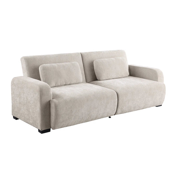 84.5" Convertible Sofa Bed, Upholstered Sleeper Sofa with Pillows for Living Room and Guest Room  Wooden Bazar