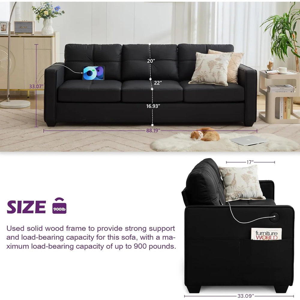 Recks Modern 3 Seater Sofa - Wooden Bazar
