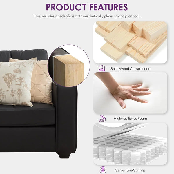 Recks Modern 3 Seater Sofa - Wooden Bazar