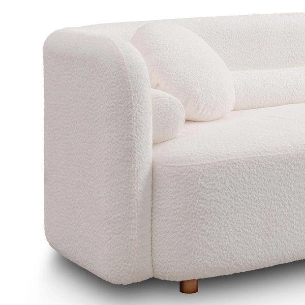 89" Modern Curved Upholstered Boucle Sofa, 3-seater With 6 Pillows  Wooden Bazar