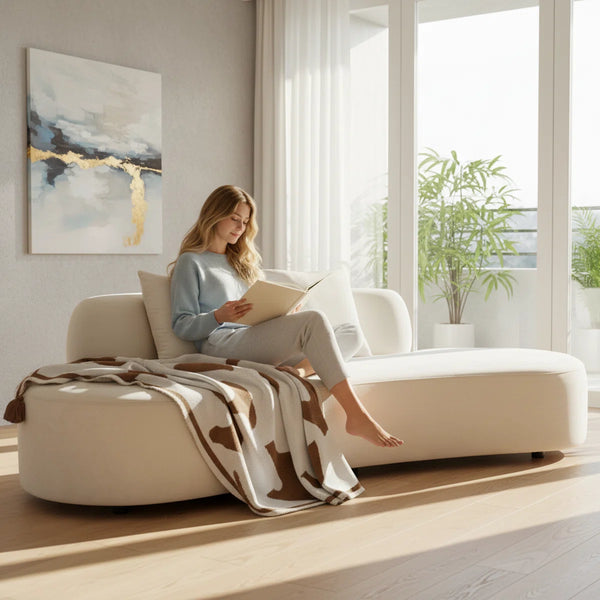 90.2'' Wide half moon design sofa  Wooden Bazar