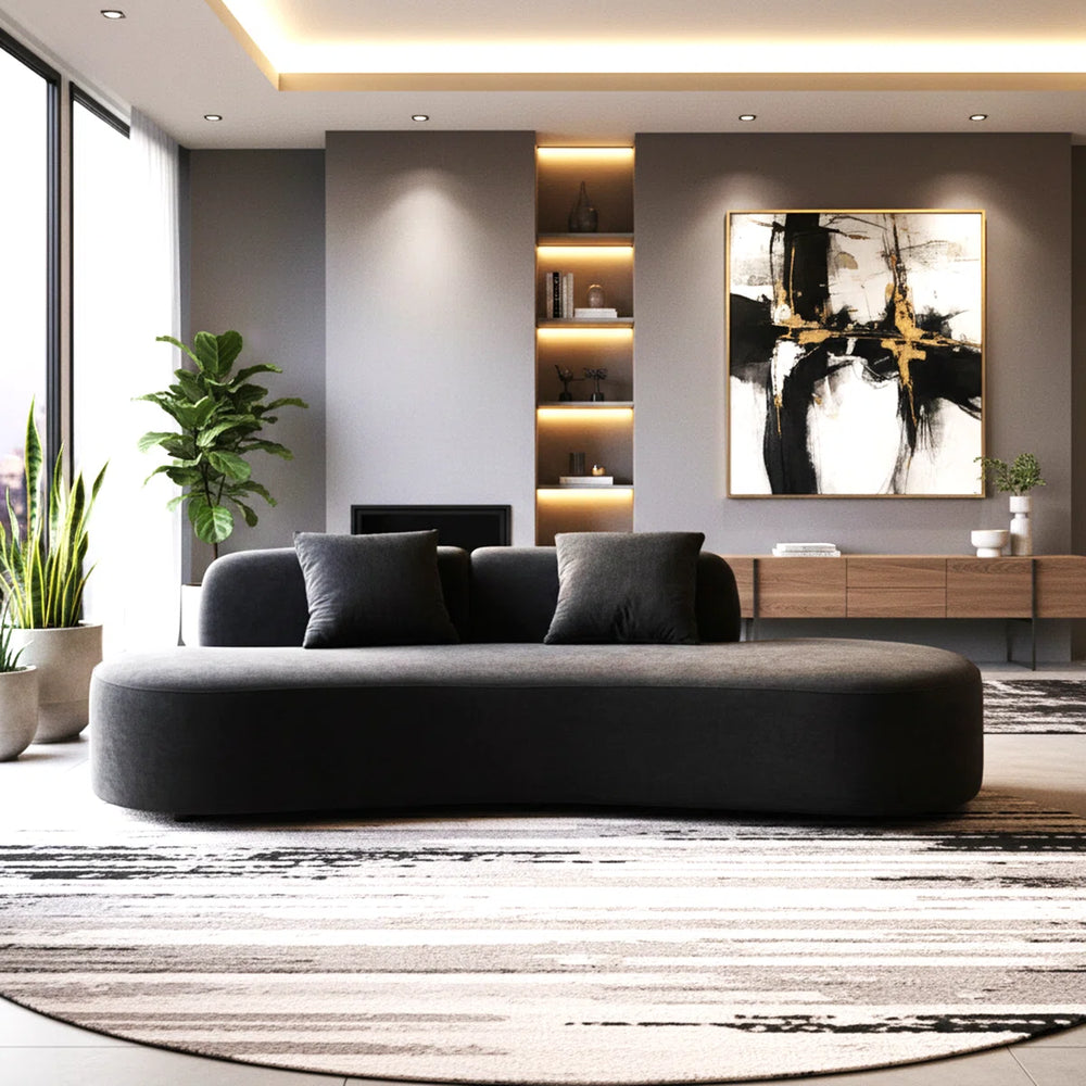 90.2'' Wide half moon design sofa  Wooden Bazar