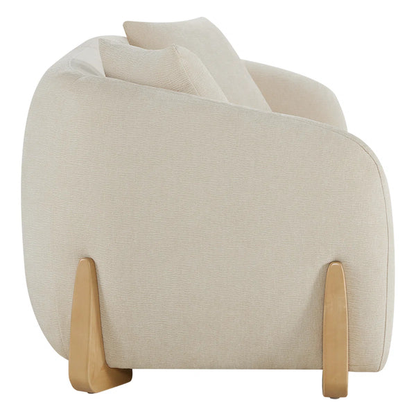 Divaag Upholstered Modern Curved Chenille Sofa with Unique Wood Legs