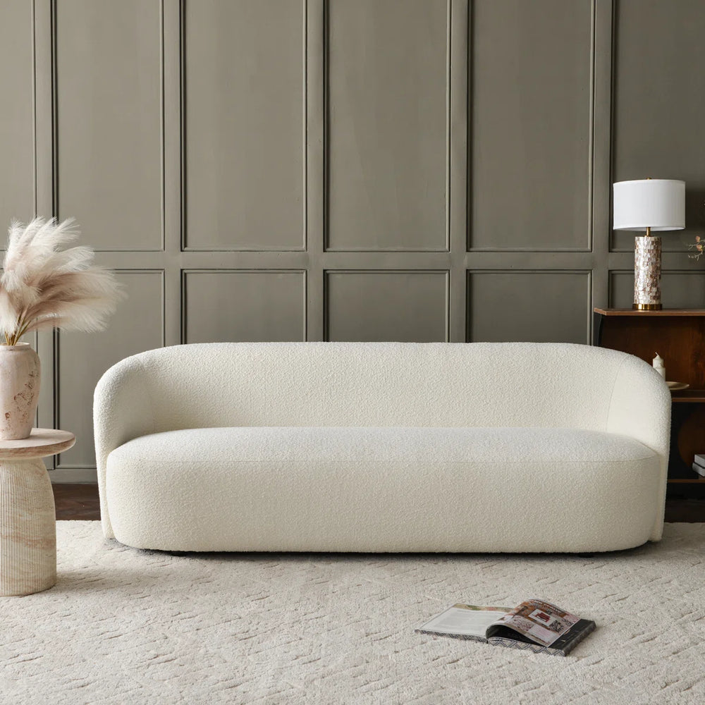 Canvick Boucle Upholstered 3-Seater Sofa - Wooden Bazar