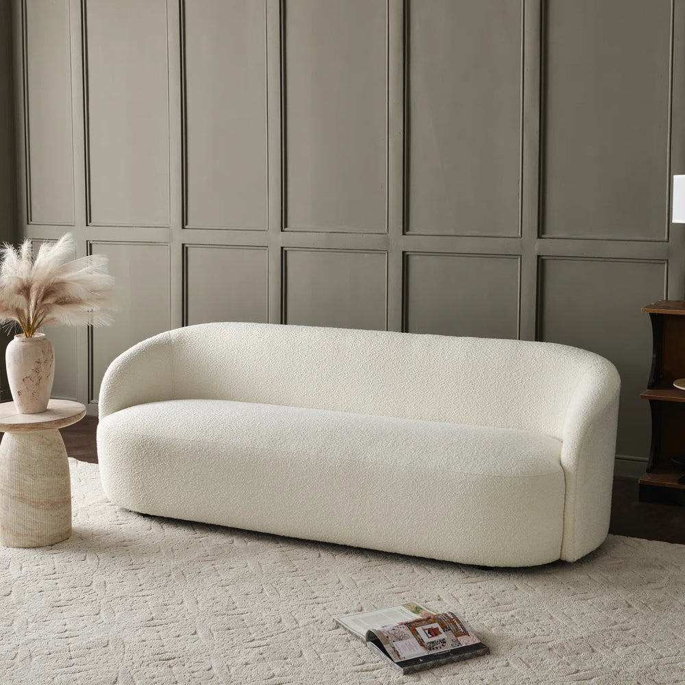 Canvick Boucle Upholstered 3-Seater Sofa - Wooden Bazar