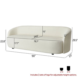 Canvick Boucle Upholstered 3-Seater Sofa - Wooden Bazar