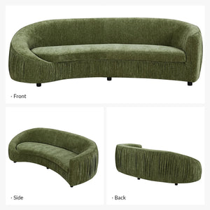 92" Mid Century Modern Curved Living Room Sofa, 4-Seat Polyester Fabric Couch  Wooden Bazar