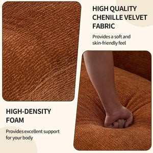 Mid Century Modern Curved Living Room Sofa, 4-Seat Polyester Fabric Couch