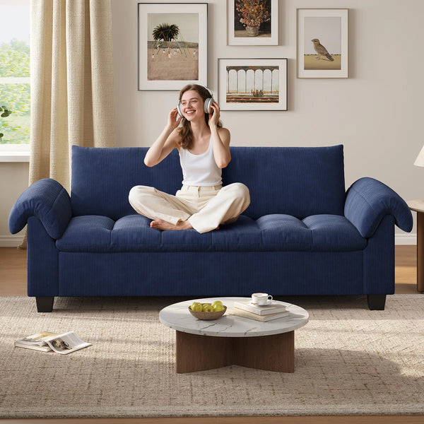Wimpik Upholstered Sofa With Wood Legs - Wooden bazar