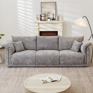 Nakki Modern 3-Seater Linen Sofa with Soft Arm Pillows for Living Room & Office