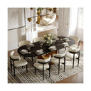 Modern Oval Dining Table Set with Sintered Stone Top and Upholstered Chairs Pre-Assembled Dining Room Furniture