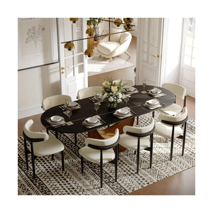 Modern Oval Dining Table Set with Sintered Stone Top and Upholstered Chairs Pre-Assembled Dining Room Furniture
