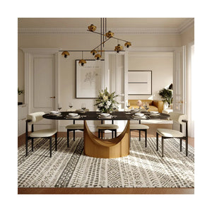 Modern Oval Dining Table Set with Sintered Stone Top and Upholstered Chairs Pre-Assembled Dining Room Furniture