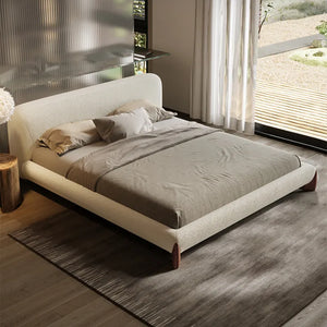 Pearl Modern White Bouclé Upholstered Platform Bed
