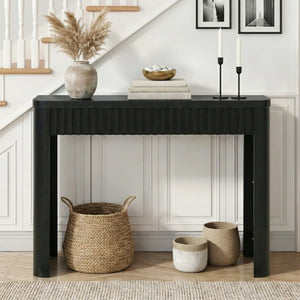 Abdel  Modern Fluted Console Table with Storage  Wooden Bazar