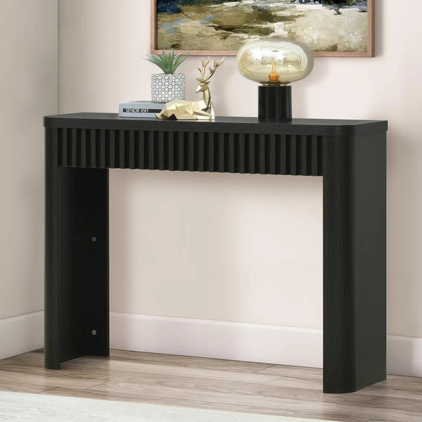Abdel  Modern Fluted Console Table with Storage  Wooden Bazar