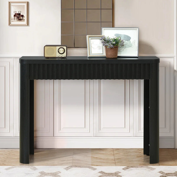 Abdel  Modern Fluted Console Table with Storage  Wooden Bazar